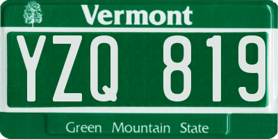 VT license plate YZQ819