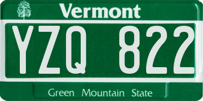 VT license plate YZQ822
