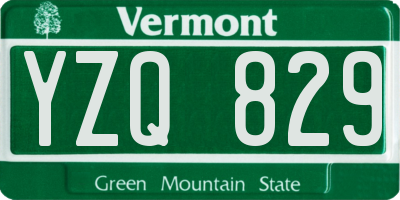 VT license plate YZQ829