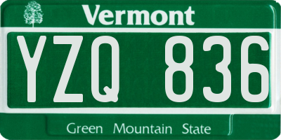 VT license plate YZQ836