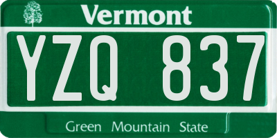 VT license plate YZQ837