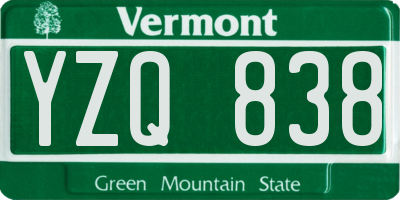 VT license plate YZQ838