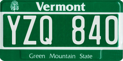 VT license plate YZQ840