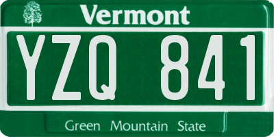VT license plate YZQ841