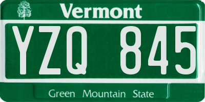 VT license plate YZQ845