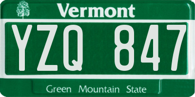 VT license plate YZQ847