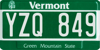 VT license plate YZQ849