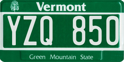 VT license plate YZQ850