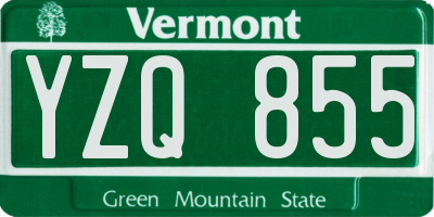 VT license plate YZQ855