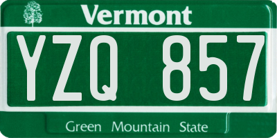 VT license plate YZQ857