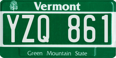 VT license plate YZQ861