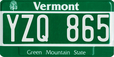 VT license plate YZQ865