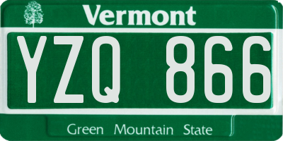 VT license plate YZQ866