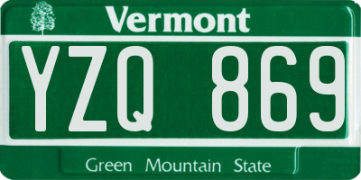 VT license plate YZQ869