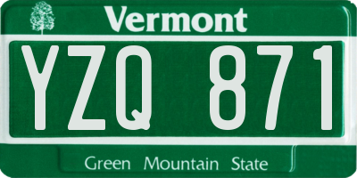 VT license plate YZQ871