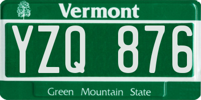 VT license plate YZQ876