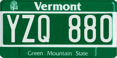 VT license plate YZQ880