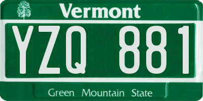 VT license plate YZQ881