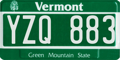 VT license plate YZQ883