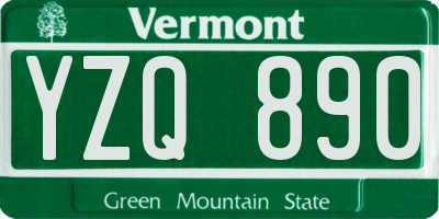 VT license plate YZQ890