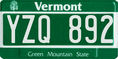 VT license plate YZQ892