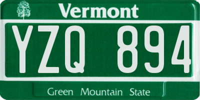 VT license plate YZQ894