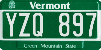 VT license plate YZQ897