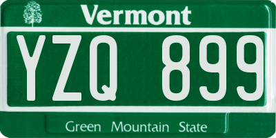 VT license plate YZQ899