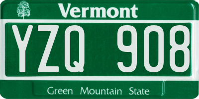 VT license plate YZQ908