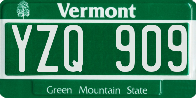 VT license plate YZQ909