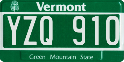VT license plate YZQ910