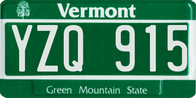 VT license plate YZQ915
