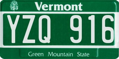 VT license plate YZQ916