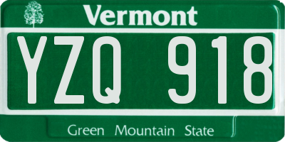 VT license plate YZQ918
