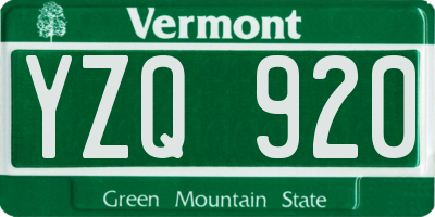 VT license plate YZQ920