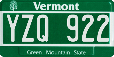 VT license plate YZQ922