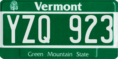 VT license plate YZQ923