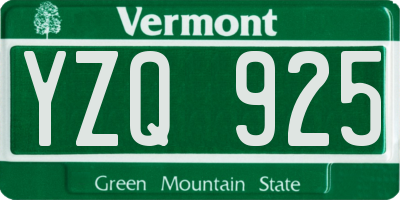 VT license plate YZQ925