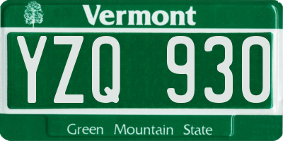 VT license plate YZQ930