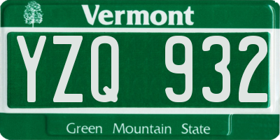 VT license plate YZQ932
