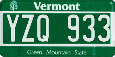 VT license plate YZQ933