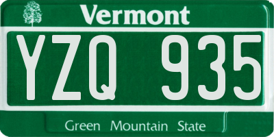 VT license plate YZQ935