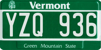 VT license plate YZQ936