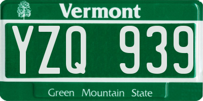 VT license plate YZQ939