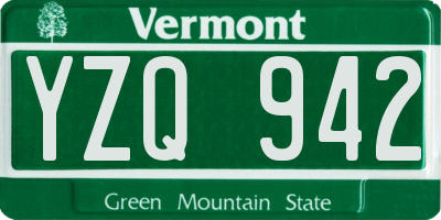 VT license plate YZQ942