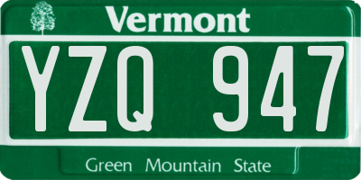VT license plate YZQ947