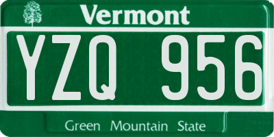 VT license plate YZQ956