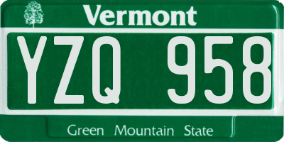 VT license plate YZQ958