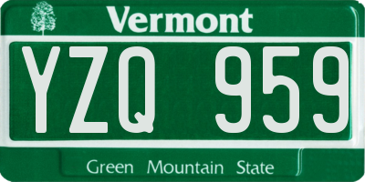VT license plate YZQ959