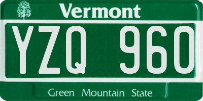VT license plate YZQ960